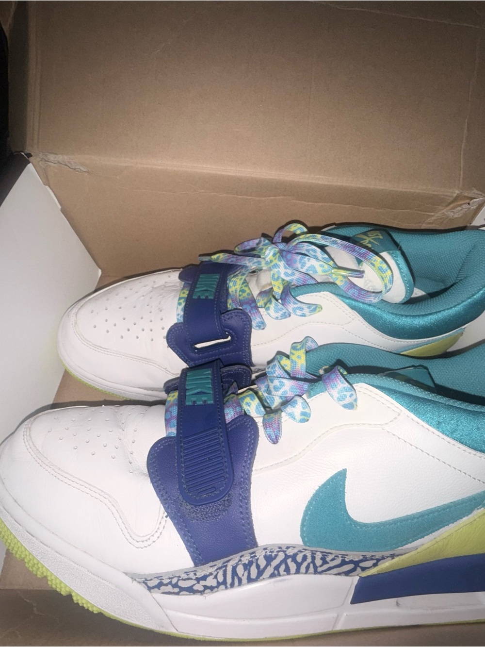 Jordan White, Teal & Purple Low-Top Sneakers just don size 13